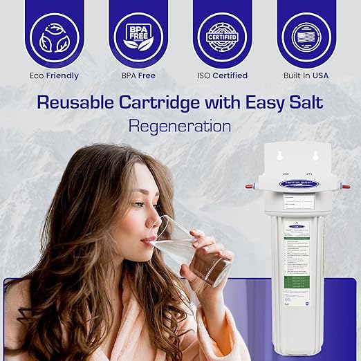 Crystal Quest Nitrate Removal + Smart/in-line Water Filter System Filters Up to 3000 Gallons - Inline Water Filtration for Refrigerator, Ice Maker, Water Cooler and Coffee Makers