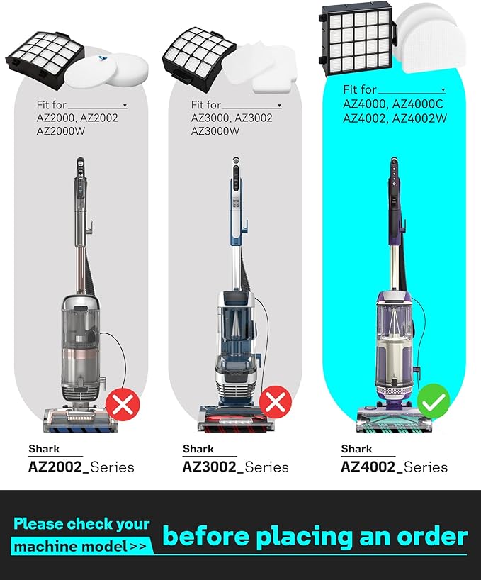 Leemone AZ4002 Replacement Accessories for Shark AZ4000 AZ4000C AZ4002 AZ4002W POWERDETECT Upright Vacuum Cleaner, 1 Brushroll, 2 Filters, 4 Foam & Felt Filters, 4 Odor Neutralizer Cartridges, 12 Pack