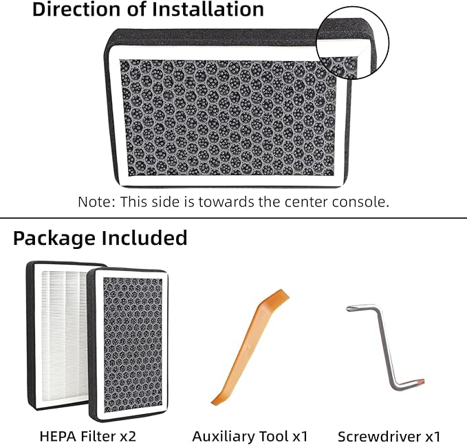 HEPA Air Filter for Model 3&Y 2016-2025, Cabin Air Filter with Activated Carbon,Tesla Model 3 Model Y Replacements (2 Pack)