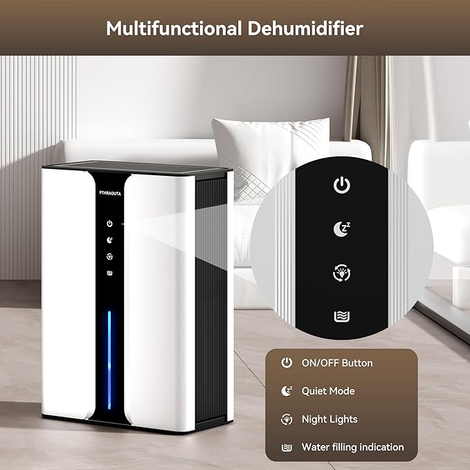 Home Dehumidifier with Drain Hose, (950 sq.ft) 95oz Quiet dehumidifier for Bathroom Bedroom, with Air Reusable Filter Indoor deshumidificador for Basement RV Closet