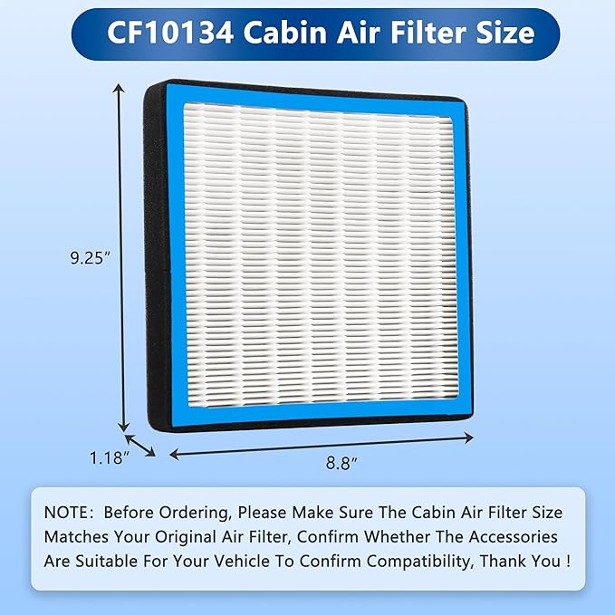 CF10134 Cabin Air Filter With Activated Carbon For Honda Civic,Accord,CRV,Crosstour,Odyssey,Passport,Pilot,Ridgeline&Acura 2008 2009 2010 2011 2012 2013 2014 2015 2016 2017 2018 2019 2020 2021 2022