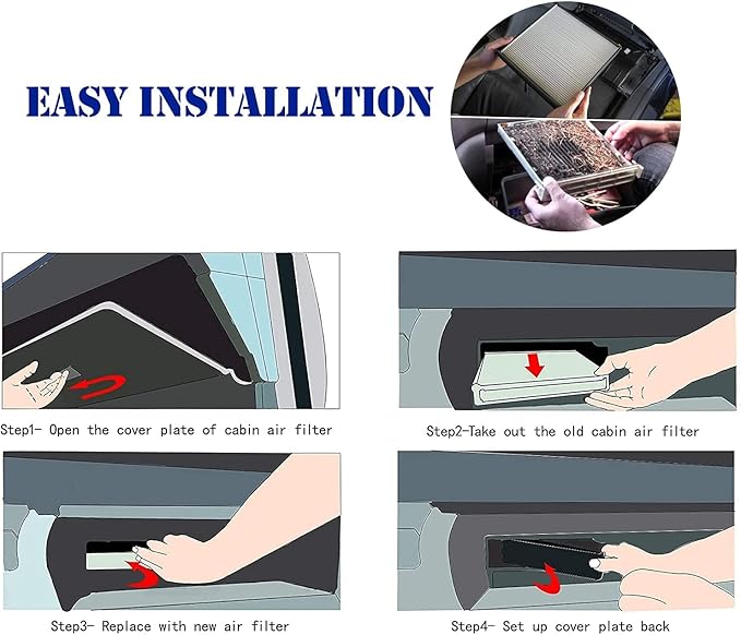 3 Pack Cabin Air Filter for Hyundai Elantra Santa Fe Sonata Tucson KIA Sorento K5 with Carbon