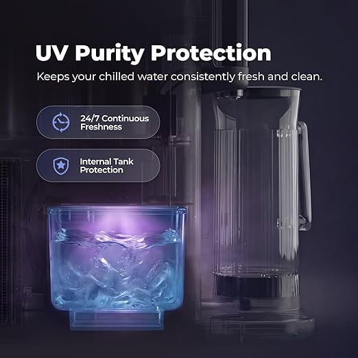 Countertop Reverse Osmosis System, 6-Stage RO Water Filter with 43℉ Chilled Water, Self-Cleaning Dual Water Path, Mineralization & TDS Monitoring, Portable Purifier for Home Office