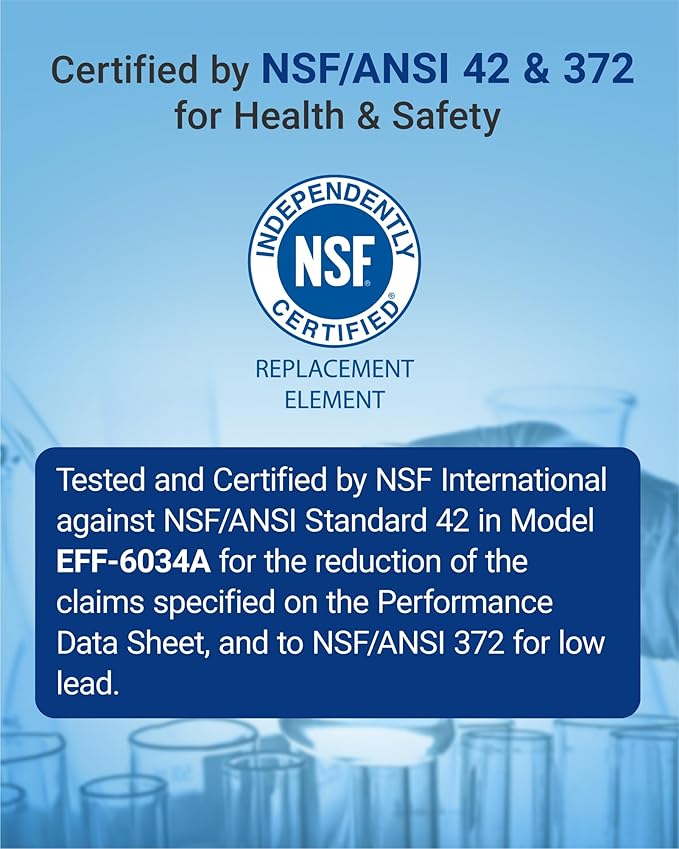 AQUA CREST GXRTQR Inline Water Filter, NSF Certified, Replacement for GE® GXRTQR, GXRTQ, Carbon Block Media Ensures 99% Chlorine Reduction, 3 Filters (Package may vary)