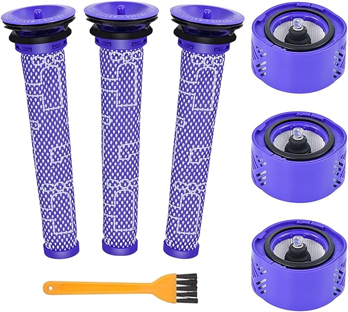 6-Pack Premium Vacuum Filters Set Compatible with Dyson V6 Absolute Vacuums, Part # 965661 & 966741-3 Pre-Filters & 3 HEPA Filters