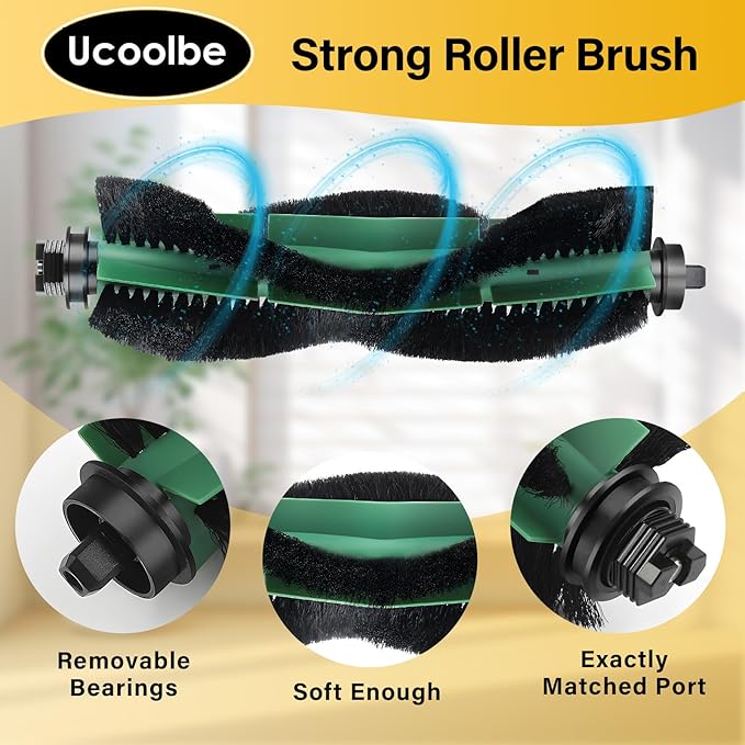 Y0140 Replacement Parts for iRobot Roomba Essential Series 104, 105 Vac/Combo, 205, Y0110 Y0140, Q0120 Q0110 Q0520 Vacuum Cleaner 2 Main Brush Rollers 8 Side Brushes 6 Hepa Filters 1 Brush Tool 17Pack