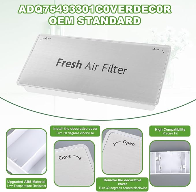 ADQ75493301 Refrigerator Air Filter Cover for LG, Fridge Fresh Air Filter Cover Replacement Parts Accessories Compatible with LG Refrigerator LRMVS3006S LRMDS3006S LRMVC2306S LRMDC2306D