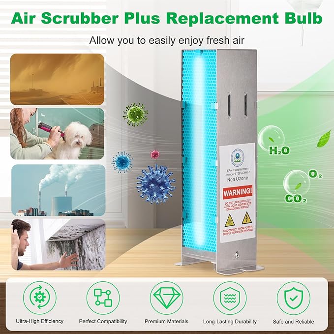 Air Scrubber Plus Advanced Photocatalytic Oxidation (PCO) 9 Inch Replacement Cell and Üν Bulb, Aluminum Material, Perfectly Compatible with ActivTek InDuct 2000, A1013A, A1013C, A1013P, A1013Q,HPOC-01