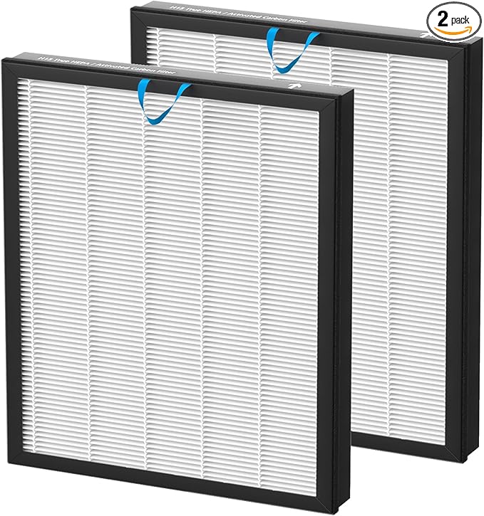 Vital 100S-P Replacement Filter Compatible with LEVOIT Vital 100S and Vital 100S-P Air Purifier, 3-in-1 H13 Grade True HEPA, High-Efficiency Activated Carbon Filter, Vital 100S-RF, 2 Pack White