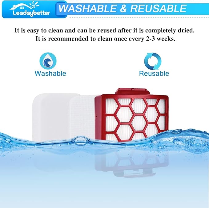 Leadaybetter Filter Replacement for Shark Zero-M Self-Cleaning Brushroll Pet Pro ZU55 ZU102 ZU60 ZU62 ZU62C, Rotator NV255 Vacuum, Navigator Pet Plus NV150 NV151 NV251, Part # 1238FT60 & 1239FT60