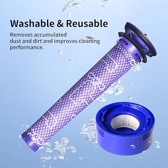 4 Pack Vacuum Filter Replacement and Motor Cover Upgrade Kit Compatible with Dyson V7, V8 Animal, SV10 Cordless Vacuum Cleaners, 2 Pre-Filters, 1 Post-Filter, 1 Motor Rear Cover