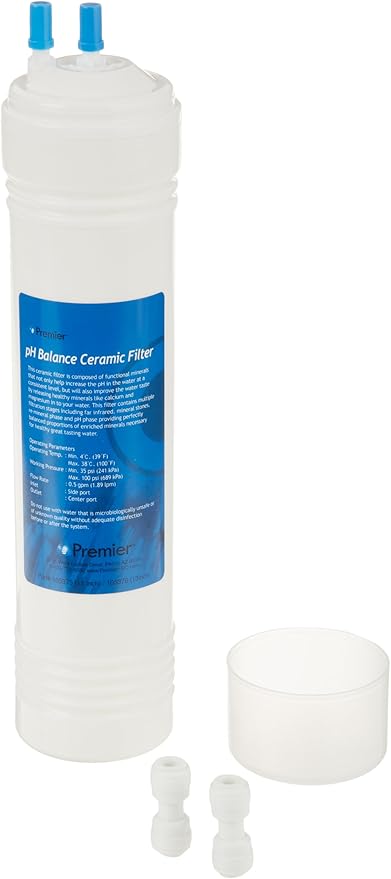 Watts Premier pH Balancing Ceramic Post-Filter with 1/4" QC (Quick Connect) Fittings for All RO Reverse Osmosis Systems, Water Filter Replacement, 6 Layers, Fits 3/8" Faucet Tubing
