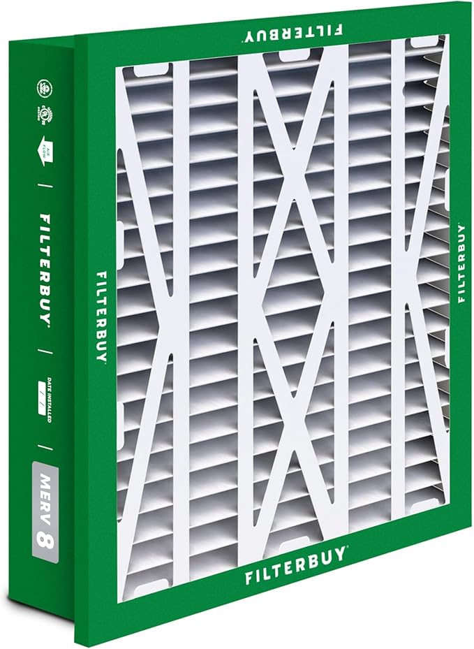 Filterbuy 20x25x5 Air Filter MERV 8 Essential Dust & Allergy Defense (3-Pack), Electrostatic Pleated HVAC AC Furnace Filters Replacement for Honeywell Return Grille (Actual Size: 18.38 x 23.38 x 3.69)