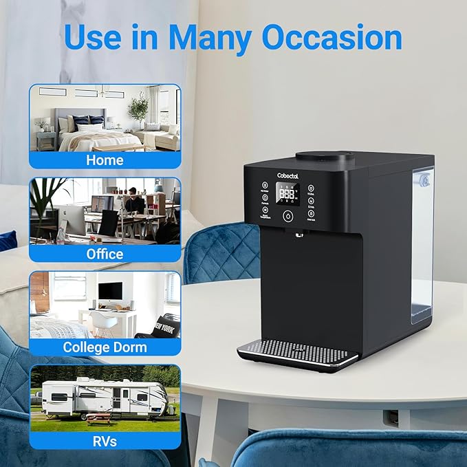 Countertop Reverse Osmosis Water Filter System, Cobectal 8 Stage RO Water Purifier, 4:1 Pure to Drain, Reduce TDS, No Installation Required, Desktop Water Filter for Home, Office, RVs, Black