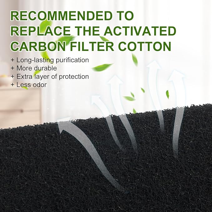Double Thickness 10 Pack Cat Litter Box Charcoal Filters, 6.4 x 4.5Inches Replacement Odor Control Air Filters for Van Ness Cat Litter Box(VN Filters)