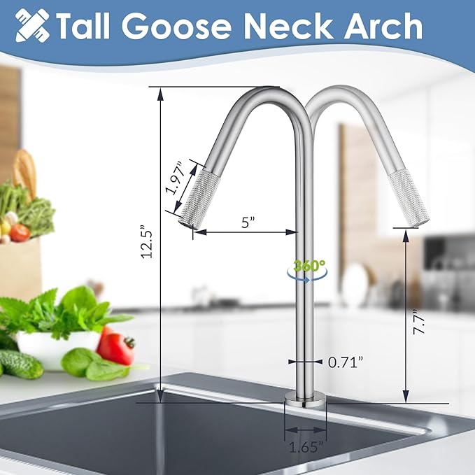 Brushed Nickel RO Drinking Water Faucet for Kitchen Sink, Sanliv Stainless Steel Filtered Water Faucet for Reverse Osmosis or Water Filtration System, Brushed Nickel