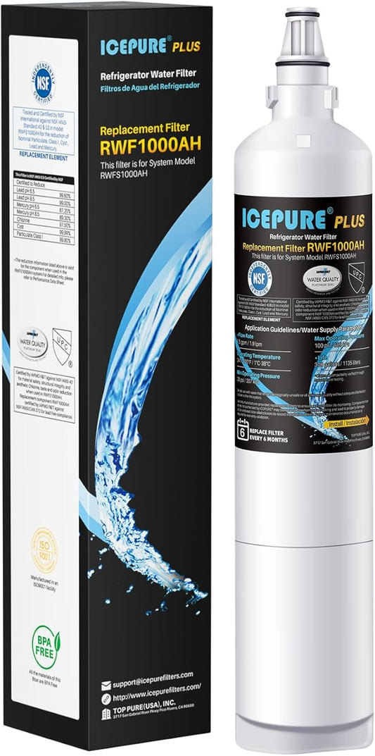 ICEPURE PLUS 5231JA2006A NSF/ANSI 53&42 Refrigerator Water Filter Replacement for LG LT600P, Kenmore 46-9990, 5231JA2006B, 5231JA2006E, LT600P-B, 469990, FML-2, LFX25975ST, LFX25960ST, 1PACK