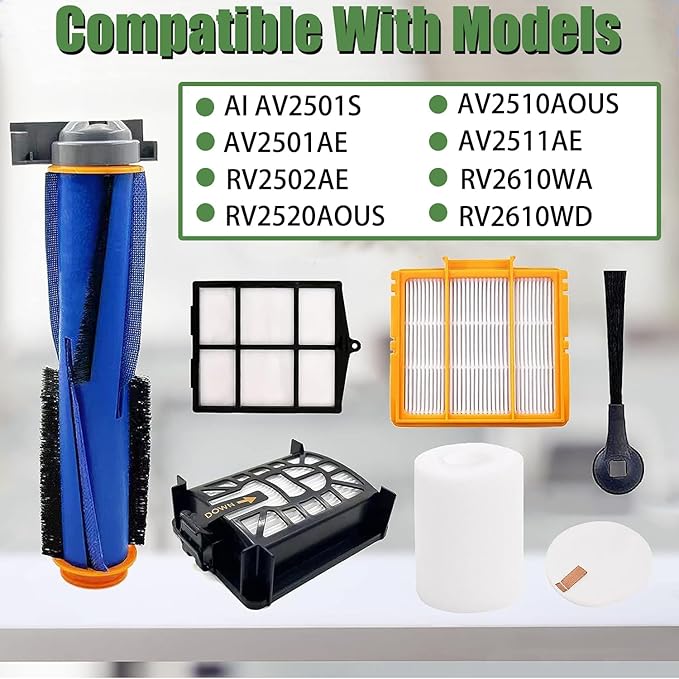 Replacement Accessories for Shark AI AV2501S, AV2501AE, AV2511AE, RV2502AE, RV2520AOUS, AV2510AOUS Robotic Vacuum Cleaner Spare Parts Kit with Main Brush Side Brush Filter