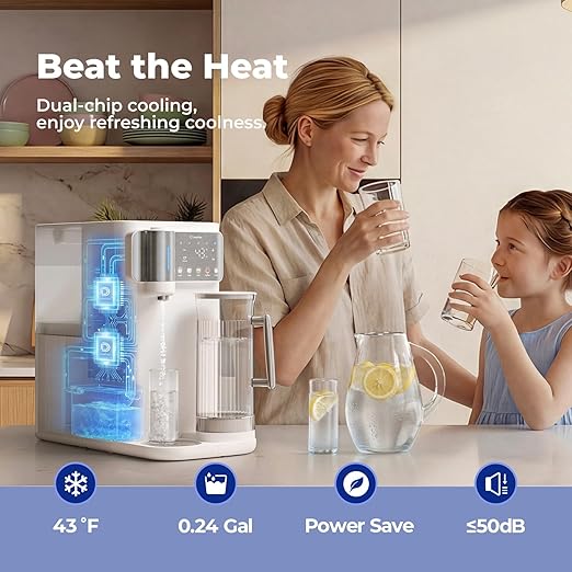 Countertop Reverse Osmosis System, 6-Stage RO Water Filter with Chilled Water, Dual Water Path, Mineralization & TDS Display, Portable Purifier for Home Office (G1 Pro Cold●Hot)