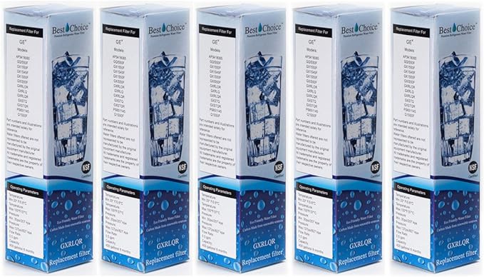 BCF78 Compatible with GE GXRLQR Certified Refrigerator Replacement Cartridge Fits GXRLQ, GX1S50, GXSTQ, GXRLOR SmartWater Twist and Lock Inline Filter (5-Pack)