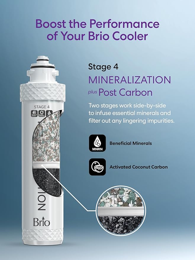 Brio Stage 4 Mineralization Filter, Restores Essential Minerals to RO-Purified Water, Mineralizing Alternative to Brio Stage 4 Post Carbon Filter