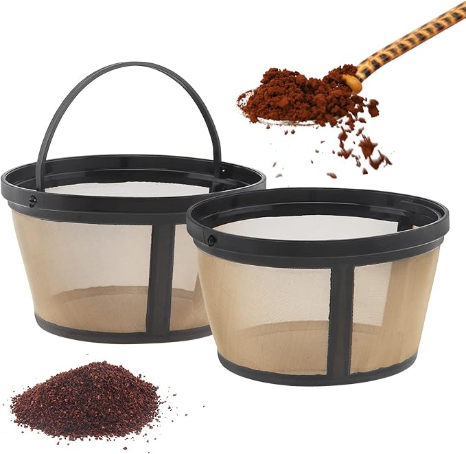 Reusable Coffee Filter Basket, 2 Pack Basket Coffee Filters 8-12 Cup Replacement Coffee Filter for Mr. Coffee and Black & Decker Coffee Makers and Brewers