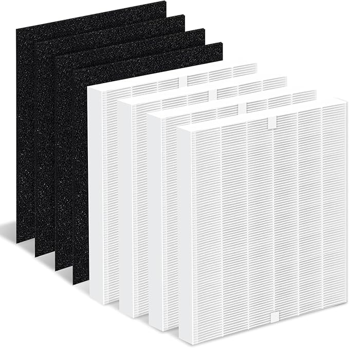 AP-1512HH Replacement Filter Compatible with Coway Airmega Filter Replacement AP-1512HH and 200M, AP-1512HH-FP, AP-1518R, AP-1519P, 4 High Efficiency Filter and 4 Carbon Pre-Filters