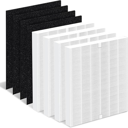 AP-1512HH Replacement Filter Compatible with Coway Airmega Filter Replacement AP-1512HH and 200M, AP-1512HH-FP, AP-1518R, AP-1519P, 4 High Efficiency Filter and 4 Carbon Pre-Filters