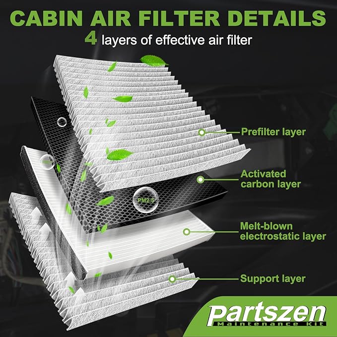CF12002 Activated Carbon Cabin & Engine Air Filter Fit for Kia Soul L4 1.6L 2.0L 2014-2018 Replace CA11206 28113-1R100