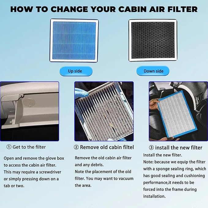 CF12820 Cabin Air Filter With Activated Carbon For 2021-2024 Kia K5 EV6 Niro Sorento Sportage, Hyundai Elantra Elantra N Ioniq 5 Ioniq 6 Santa Cruz Santa Fe Sonata Kona, GV60 2020-2024