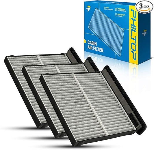 PHILTOP Cabin Air Filter w/Activated Carbon, Compatible with CF12775 Subaru Forester 2019-2026, WRX 2022-2026, Carbon Filter Up Dust Pollen Odor, Pack of 3