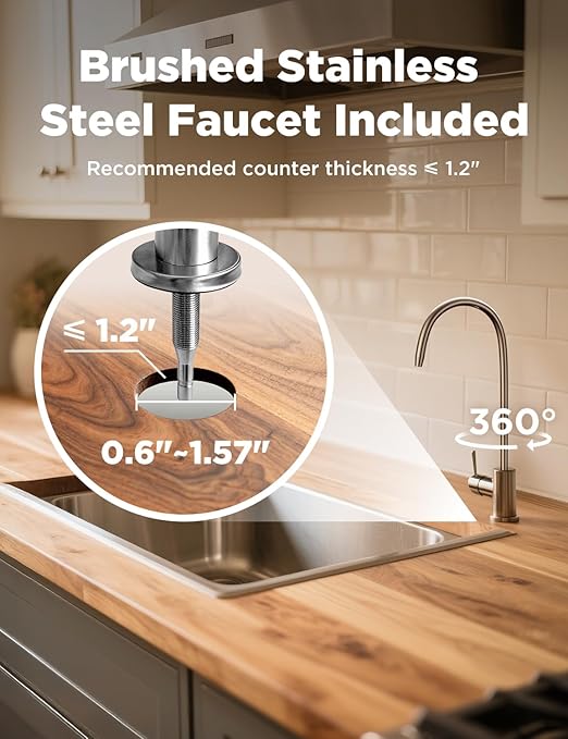 NOVETE Under Sink Water Filter, 3-Years, 30000 Gallons, Reduce 99.5% Chlorine, PFAS, Bad Taste, NSF/ANSI 42/372, Water Filtration System with Stainless Faucet, USA Tech, Do Not Reduce TDS, UWF0A-KPC