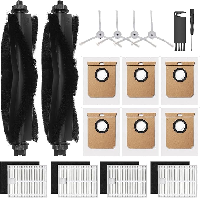 VIEWALL 18 Pack L60 Accessories Kit Replacement Compatible with Eufy L60 / L50 Robot Vacuum, Accessories Kit 2 Roller Brush, 4 Side Brushes, 4 Filters, 6 Dust bags, 1 Screwdriver, 1 Cleaning tool