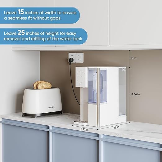 Reverse Osmosis Water Filter Countertop with Instant Hot Water, 4:1 Pure to Drain Ratio, TDS & Filter Life & Autofill Pitcher, 4 Temperature Settings (59℉-197℉), No Installation for Home/RV/Office
