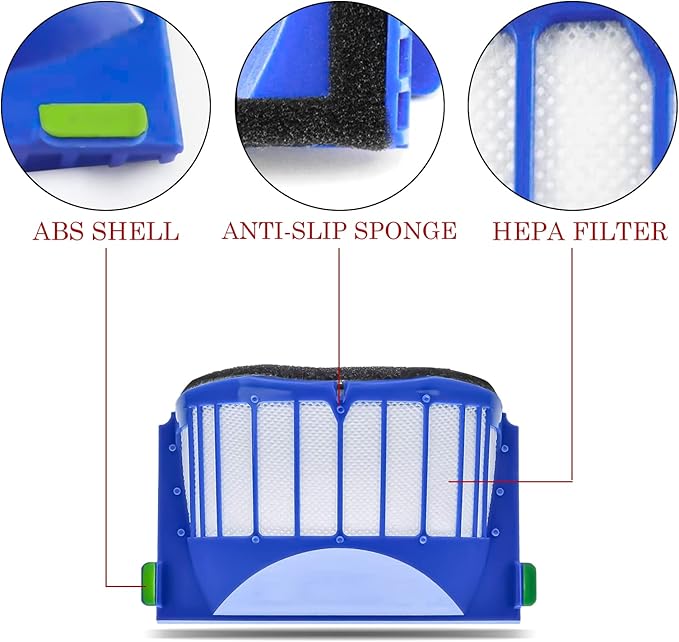 ilovelife 12 Pack High Efficiency HEPA Filters - Compatible iRobot Roomba 500 600 Series Vacuum Cleaner Replenishment Filter Accessories