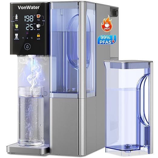 CT910GH 3S Instant Hot Reverse Osmosis Water Filter Countertop RO System with 2 Pitchers, NSF/ANSI 372,42,58, 5 Volume & 5 Temp Settings, 3:1 Pure to Drain, 7-Stage Filtration - Bundle