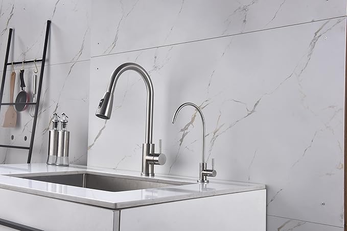 Apaix Drinking Water Faucet Brushed Stainless Steel, Kitchen Water Purifier Faucet for Non-Air Gap Reverse Osmosis Water Filtration System