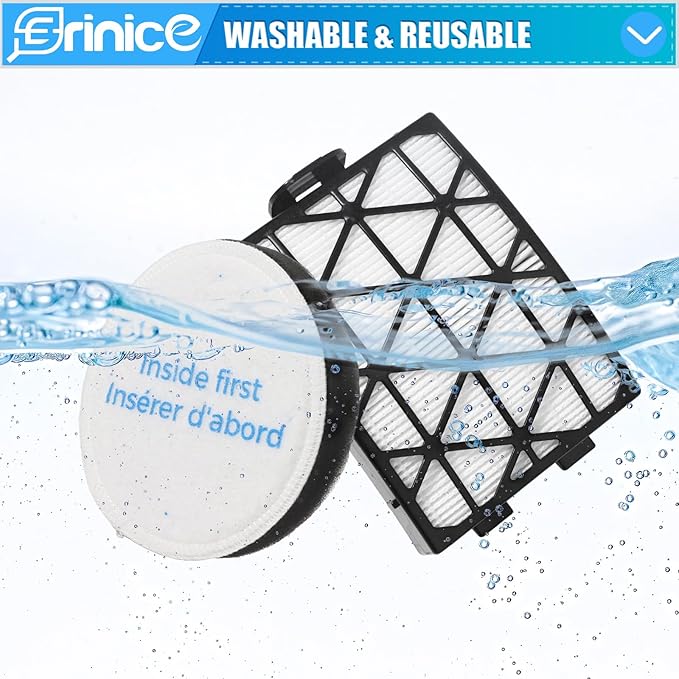 NEU652 NEU651 NEU612 Filter Replacement Compatible with Eureka FlexReach Upright NEU651PL NEU652 NEU612BL Vacuum Cleaner, 2 Hepa Filters, 4 Foam Filters and 1 Cleaning Brush