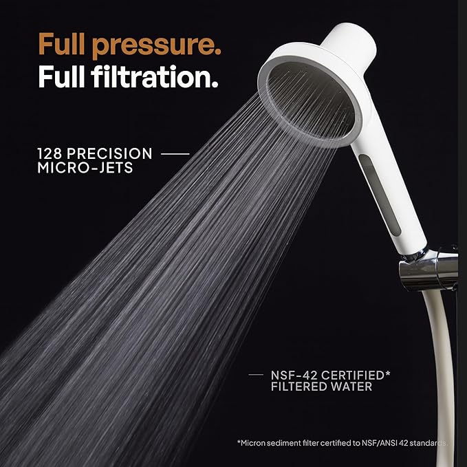 SecondShower Filtered Shower Hand for Hard Water | Clinically Proven for Skin Health, NSF Certified 99.9% Chlorine Removal, SPA Grade High Pressure, Korean Beauty Secret Natural Filter (Forest Green)