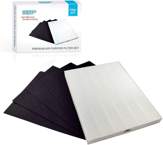 HQRP Air Filter Set (True HEPA + 4 Carbon) compatible with Winix 9000, 9500, 5000, 5000B, WAC9000, WAC5000 Ultimate Pet PlasmaWave, Winix 115115 Size 21 Filter A Replacement