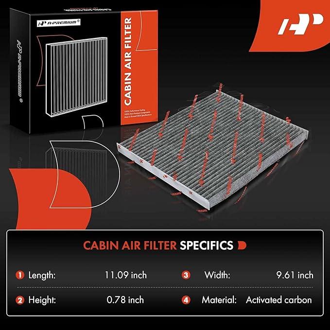 A-Premium Cabin Air Filter with Activated Carbon Compatible with Nissan & Infiniti Models - Altima 2013-2018, Murano 2015-2023, Pathfinder 2013-2020, Maxima 2016-2023, QX60 2014-2020, JX35 2013