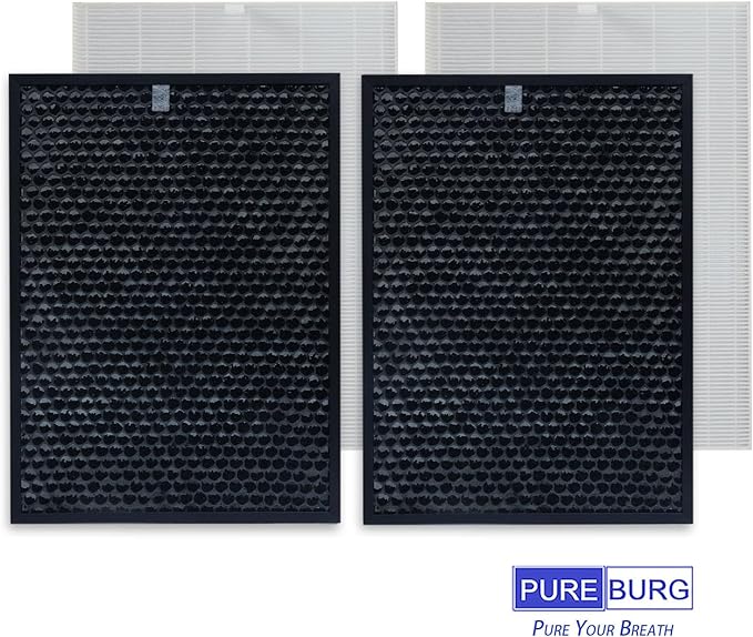 PUREBURG Replacement Filter Compatible with Winix XLC Dual 4-Stage True HEPA Air Purifier, Filter X2, H13 True HEPA Activated Carbon Air Clean Dust VOCs