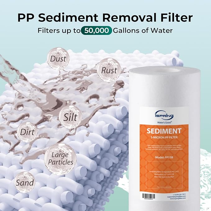iSpring F3WGB31BCPB Whole House Water Filter Replacement Pack, SGS-Tested to Reduce up to 99% Lead, Also Targets Chlorine and Sediments, 10” x 4.5”, Fits WGB31B-CPB