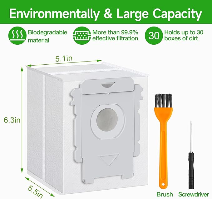 VBN 12 Pack Replacement Roomba Vacuum Bags, Compatible with iRobot Roomba 104 105 405 504 505 705 Combo 10 Max, i7+ i3+ i4+ i6+ i8+ j7+ s9+, i s j Series, All Clean Base Automatic Dirt Disposal Bags