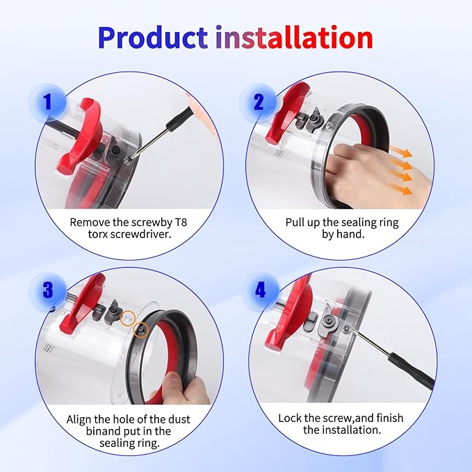 Dust Bin Fixed Sealing Ring Replacement Parts Compatible with V10 SV12 Cordless Vacuum Cleaner,Dust Bucket Accessories