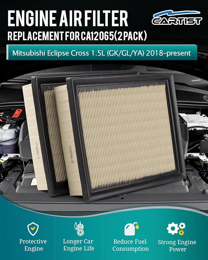 Cartist 1500A672 Replacement Engine Air Filter Compatible with Mitsubishi Eclipse Cross 1.5L 2018-2023 Automotive Air Filters(2 Pack)