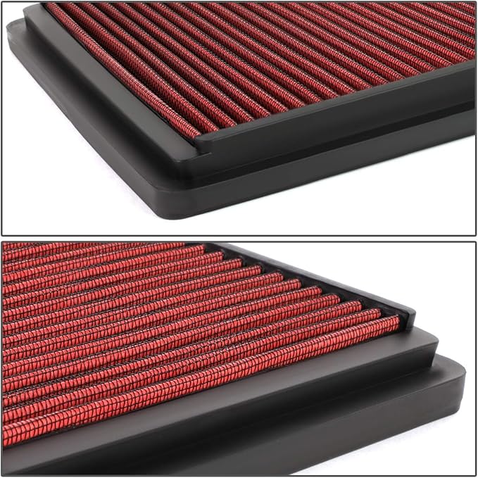 DNA Motoring AFPN-235-RD Clean Air Washable Drop In Panel Air Filter Enhance Engine Performance Power & Acceleration Improve [Compatible with 2001-2006 Mitsubishi Montero]