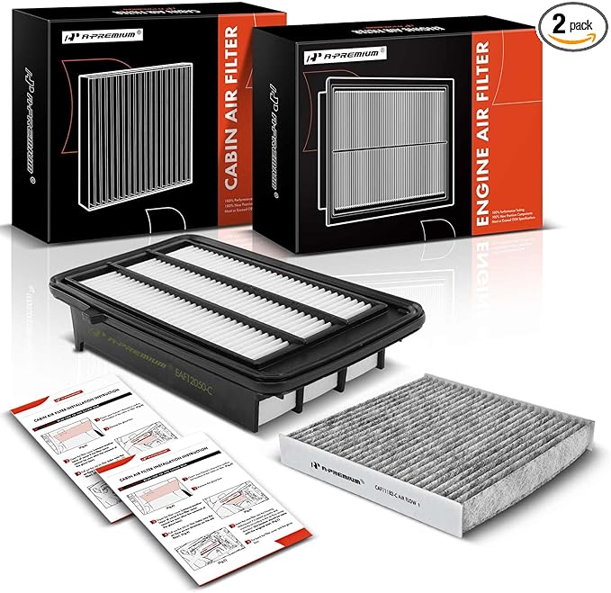 A-Premium 2-PC Engine & Cabin Air Filter with Activated Carbon Compatible with Honda CR-V CRV 2017-2022, Civic 2016-2021 1.5L