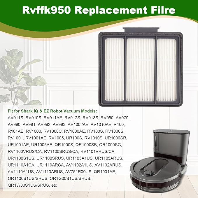 RVFFK950 Replacement Filter for Shark Robot by Techecook - Fit for Shark ION Robot R85 RV850,RV700_N, RV720_N, RV851WV and IQ Robot R101AE, AV970, AV1002AE, AV1010AE - 4 Pack