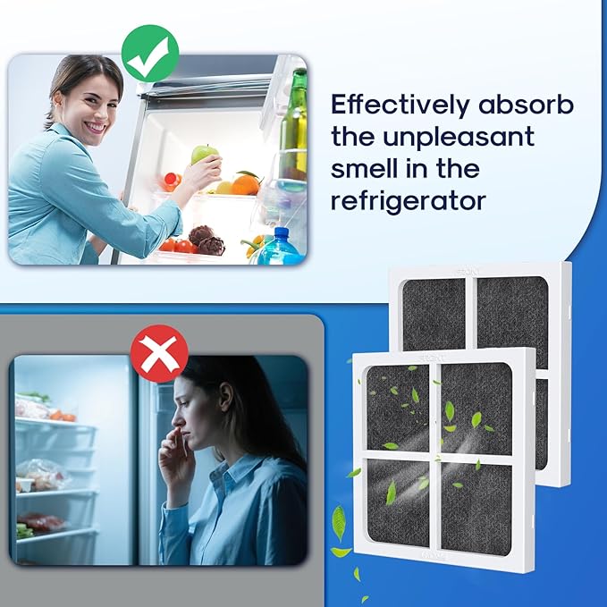 AF004 Replacement for LG LT120F Refrigerator Air Filter, Compatible with Kenmore Elite 469918, ADQ73214402, ADQ73214403, ADQ73214404, 4PACK